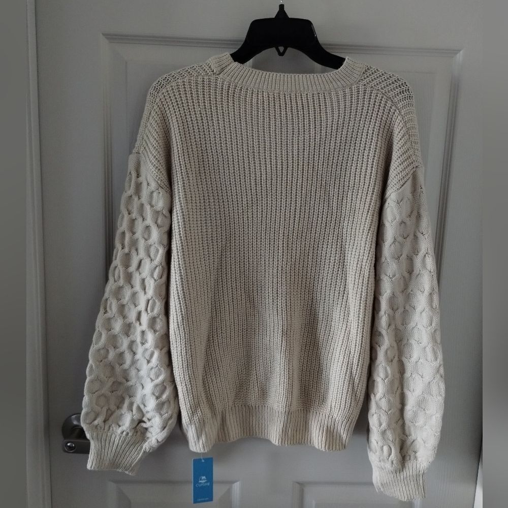 Cupshe Cable Knit Crew Neck Sweater NWT Size M - Picture 4 of 6